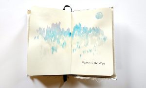 Carry Lee Hent, Sketchbook-Mountains_in_blue_2019-2020-akvarel