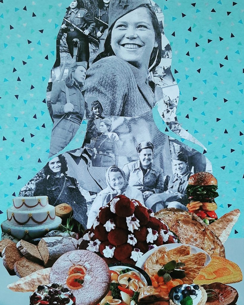 Luisa Ritoša - Vrijeme je za ručak, 70x50cm, kolaž