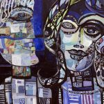 Boris Kačić PLAVI NOĆNI RAZGOVOR, 90 X 90 CM, MIXED MEDIA