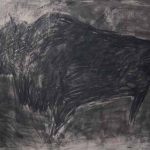 Nora Xharrahi ‘’Bizon 352’’, 110x160 cm, ugljen i akril na platnu, 2021.
