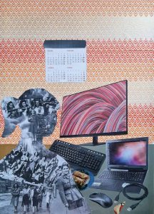 Luisa Ritoša , Na poslu, 70x50 cm, kolaž na platnu