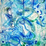 Ivna Bruck Strujanja, tuš na papiru,70x50cm 2024.