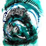 Ivna Bruck Treptaj, tuš na papiru,70x50cm 2024.