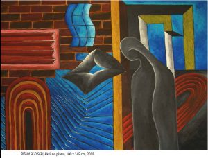 Pitam se o sebi, Akril na planu, 100 x 145 cm, 2018.